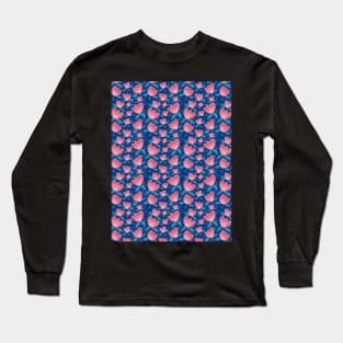 Blue Spring Bloom Pattern Long Sleeve T-Shirt